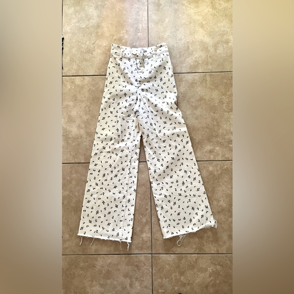 ZARA ZW Marine Straight Jeans - floral - cream - 0